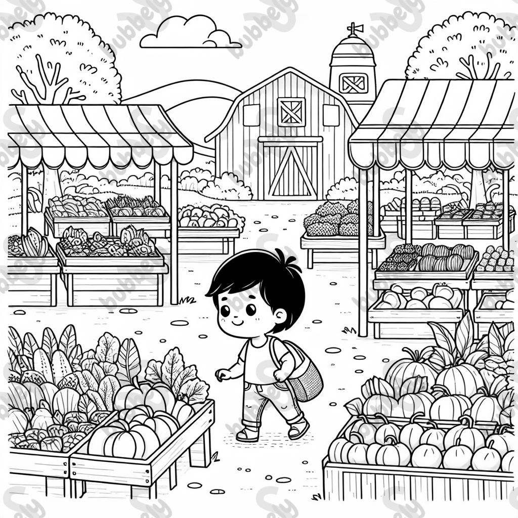 A toddler at a farmers market