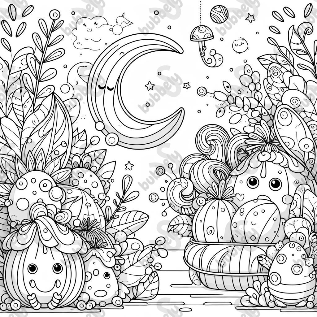 Motifs de plantes ludiques pour le coloriage des enfants. Motifs de plantes ludiques pour le coloriage des enfants.