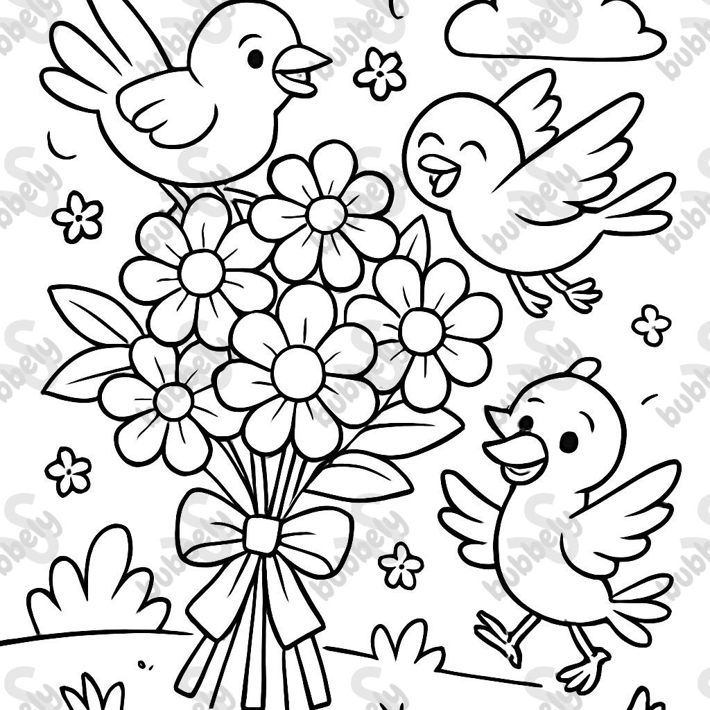 a bouquet with birds