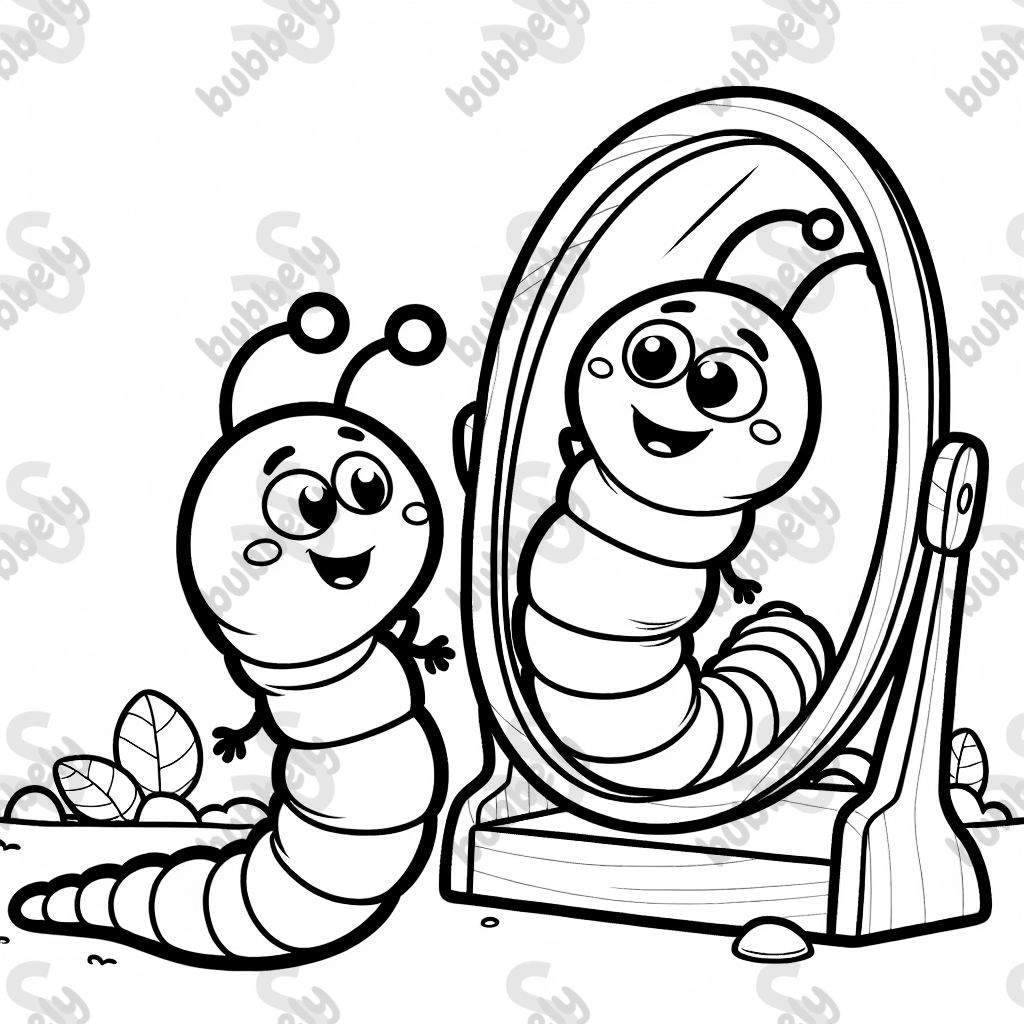 Ver d'orteil se regardant dans le miroir Ver d'orteil se regardant dans le miroir