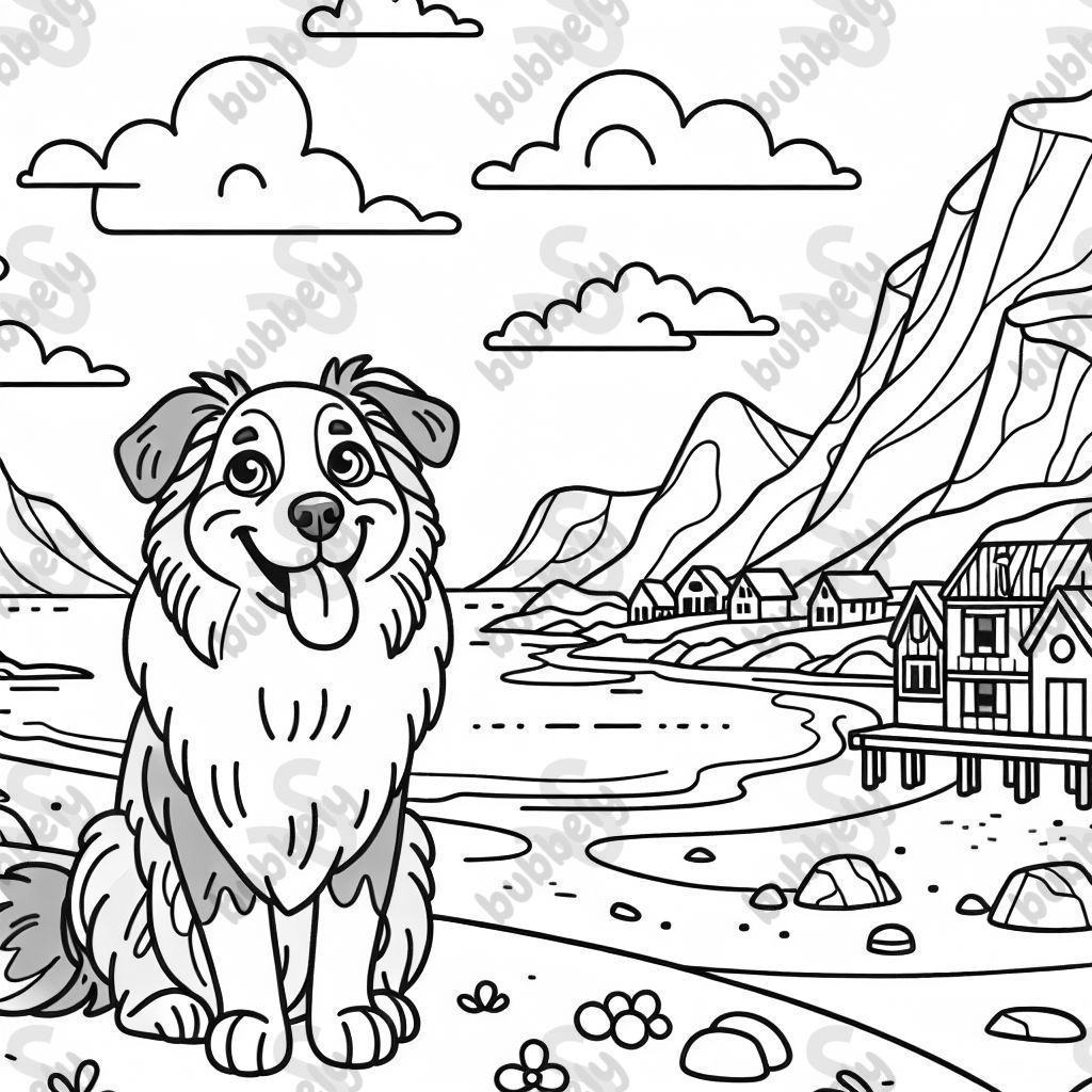 Einen Australian Sheperd am Kvalvika Beach