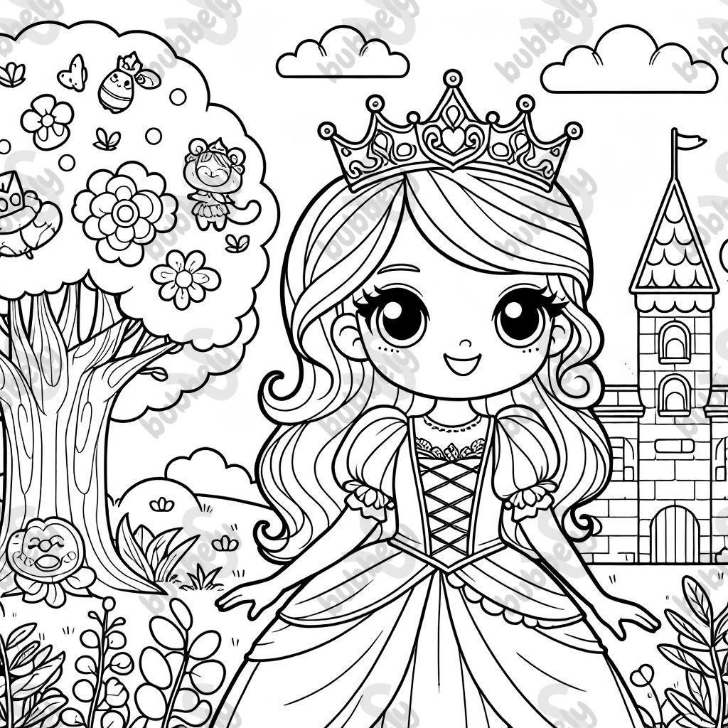 A girl wearing a beautiful princess costume, preparing for an adventure.