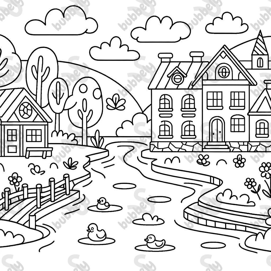 une ville au bord de la rivière