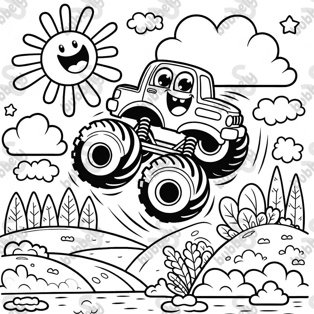 Monstertruck spring über Sprungschanze