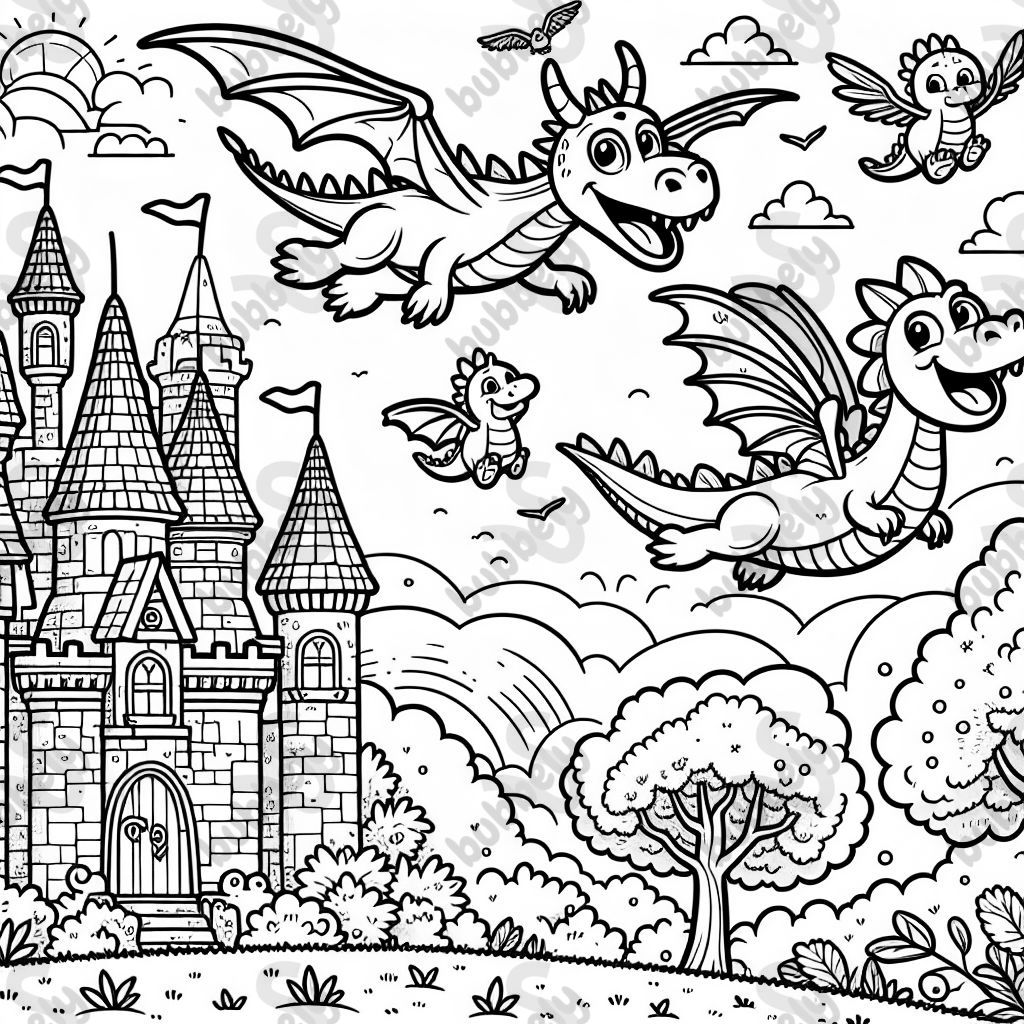 DRACHEN ÜBER EINER burg