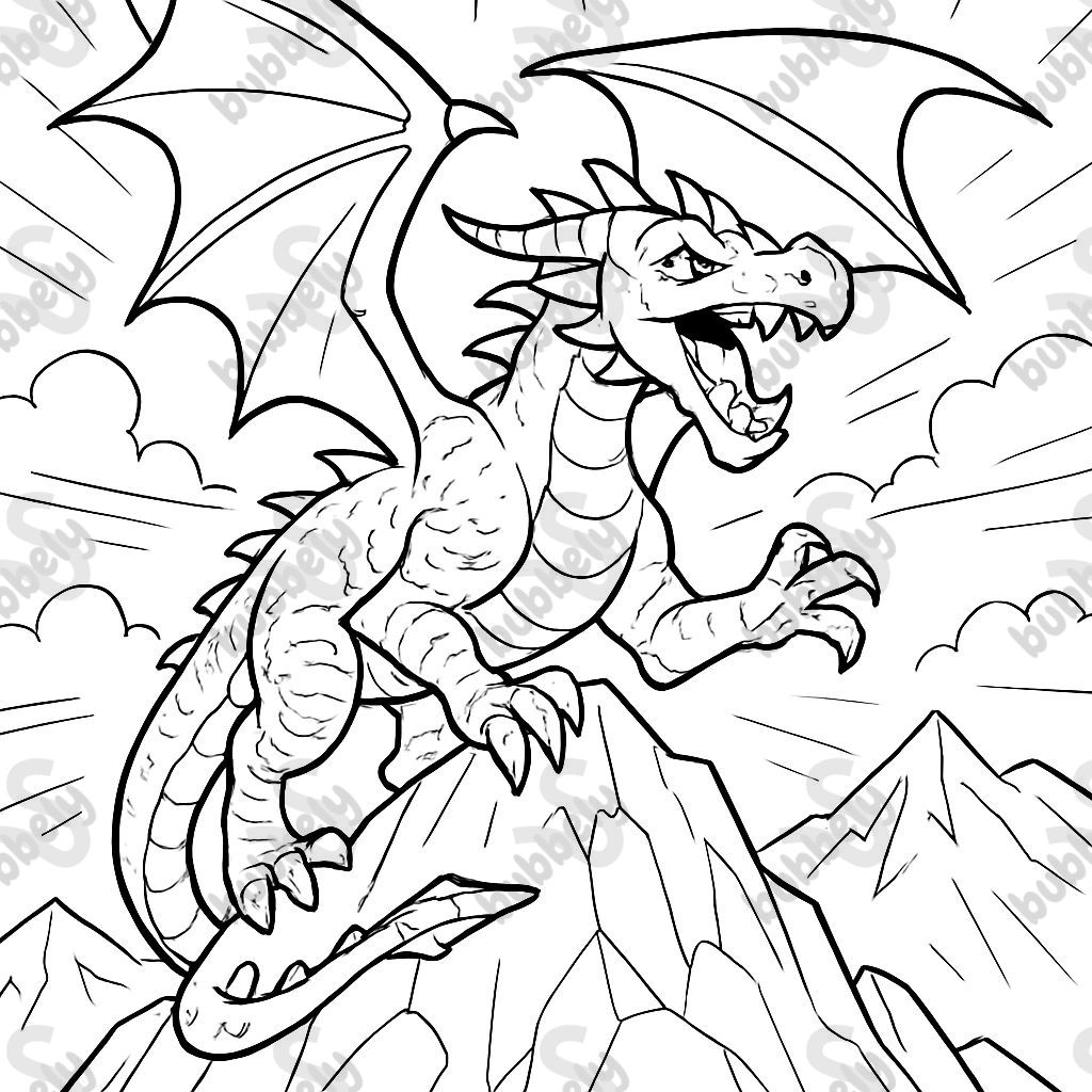 a realistic dragon on a mountain
