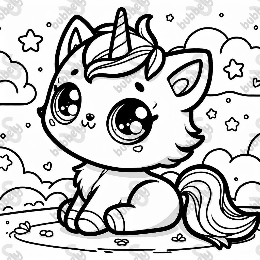 A tiny kitty unicorn figure, cute and playful.