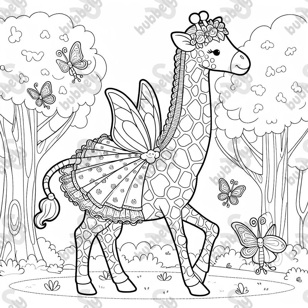 Eine giraffe im Zoo im feenkostüm