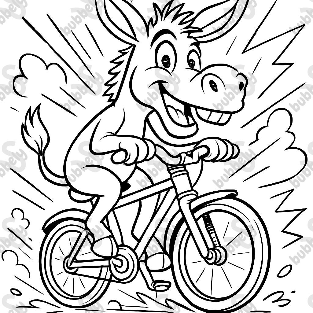 a wire donkey on a bicycle