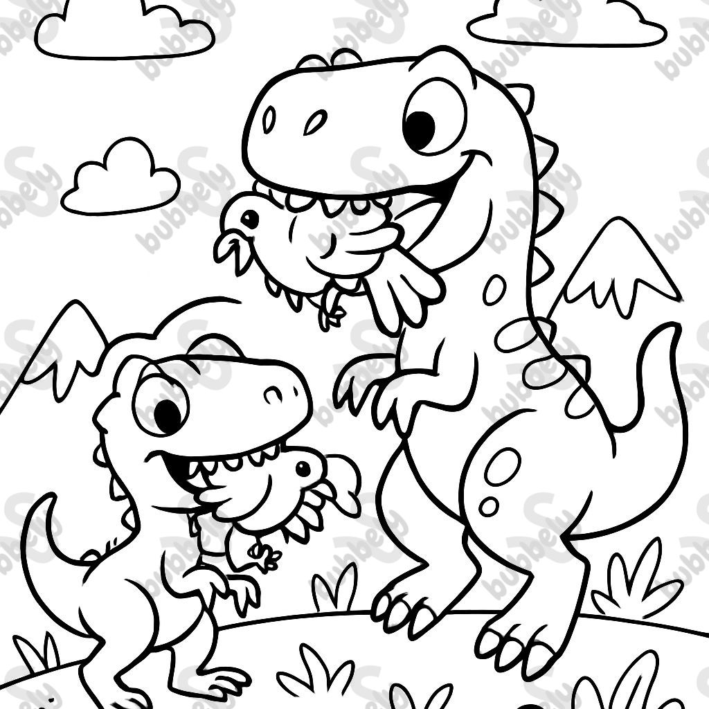 Doves being devoured by dinosaurs.