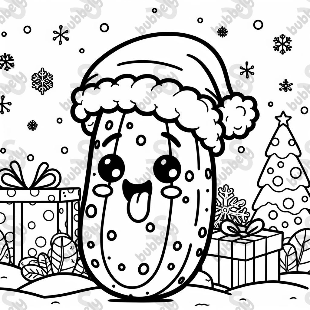 A pickle with a santa hat on