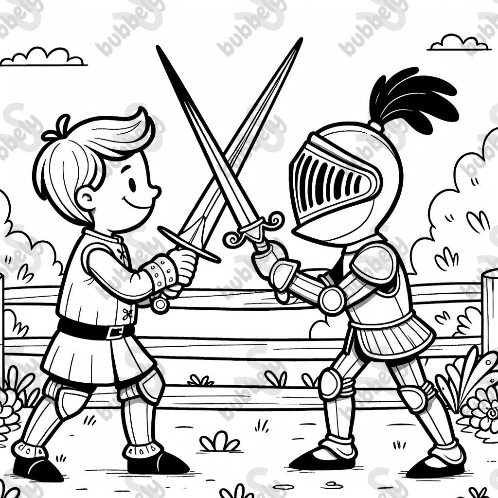 einen Ritter im Schwertduell