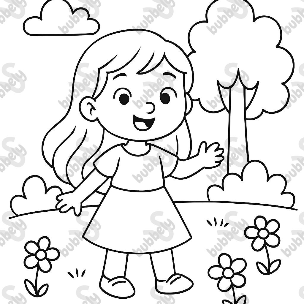 little girl with long hair and dress