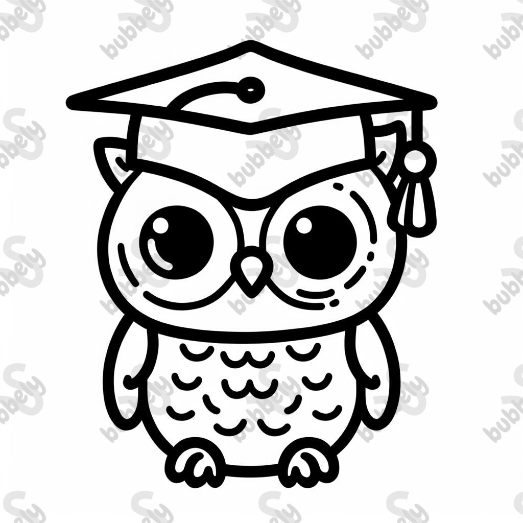 An owl in a graduation cap easy