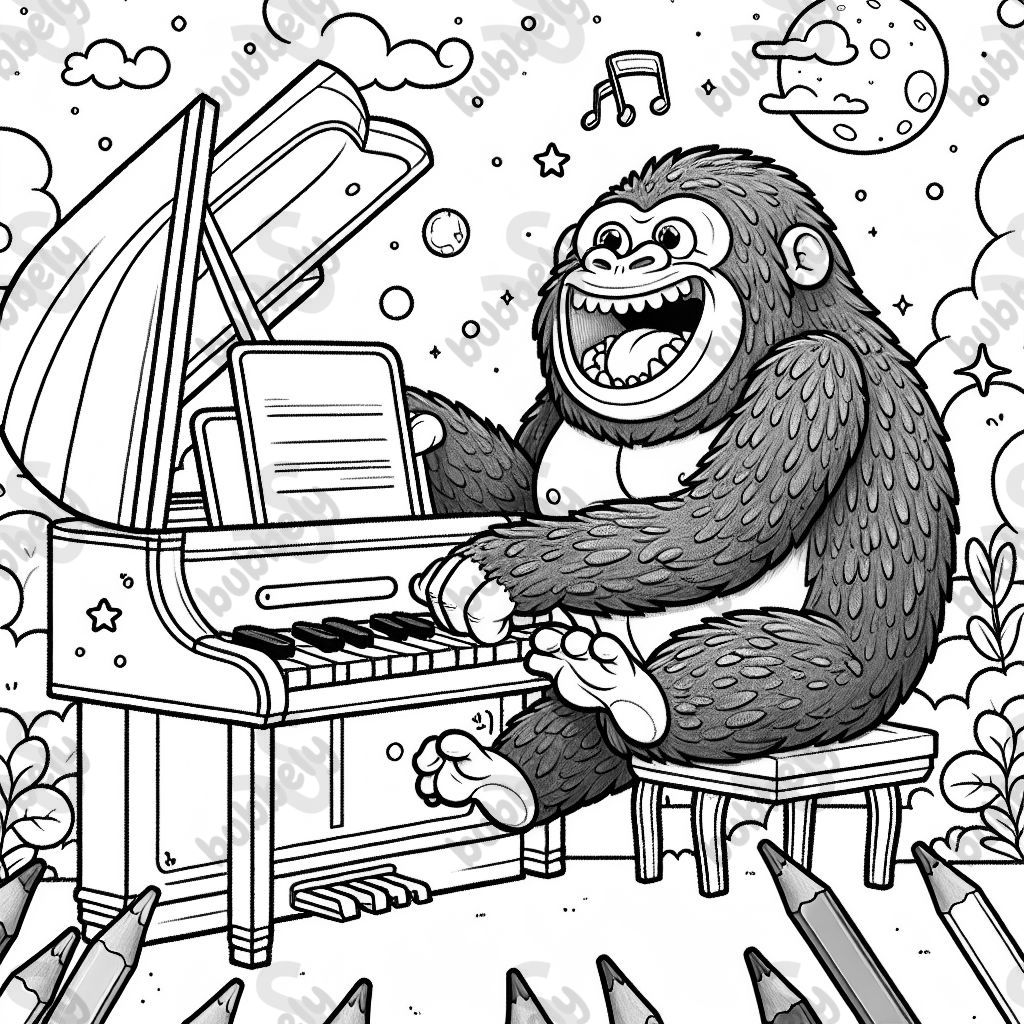 Gorilla playing piano