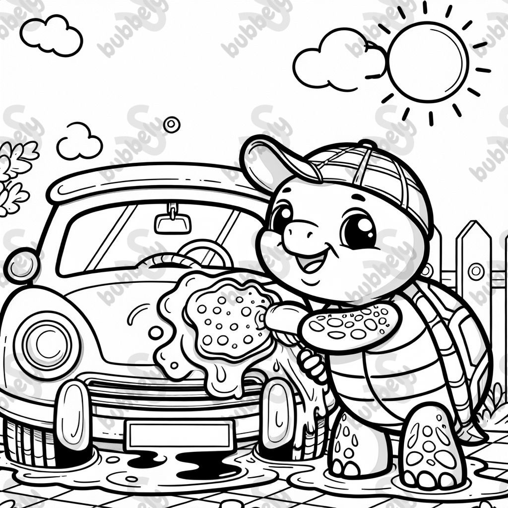 Carapuce lavant une voiture