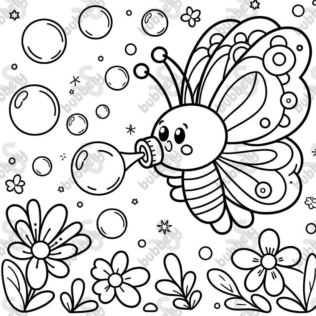 papillon soufflant des bulles