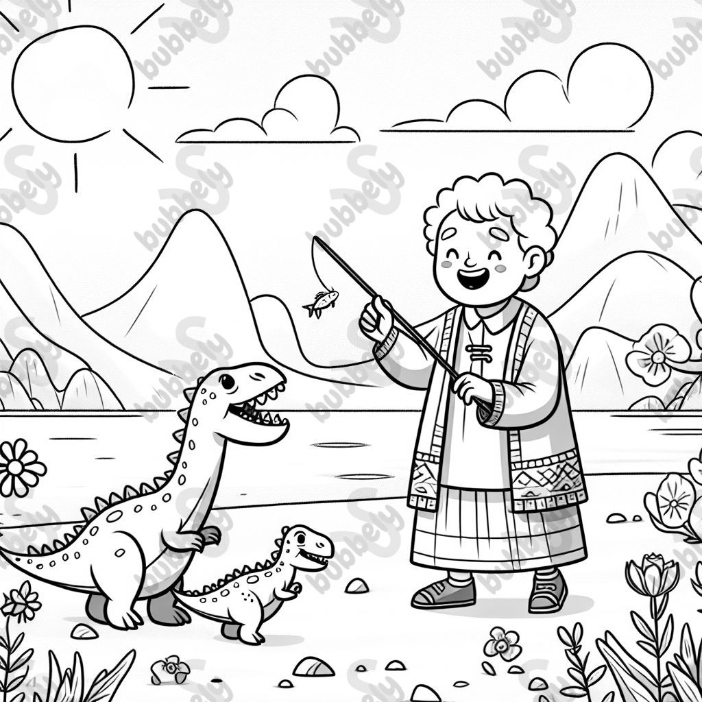 Grandma playing with dinosaurs