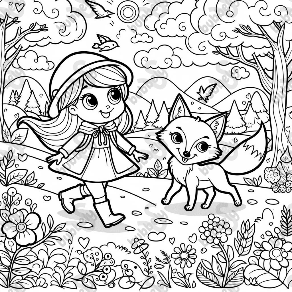 A girl and fox on an adventure