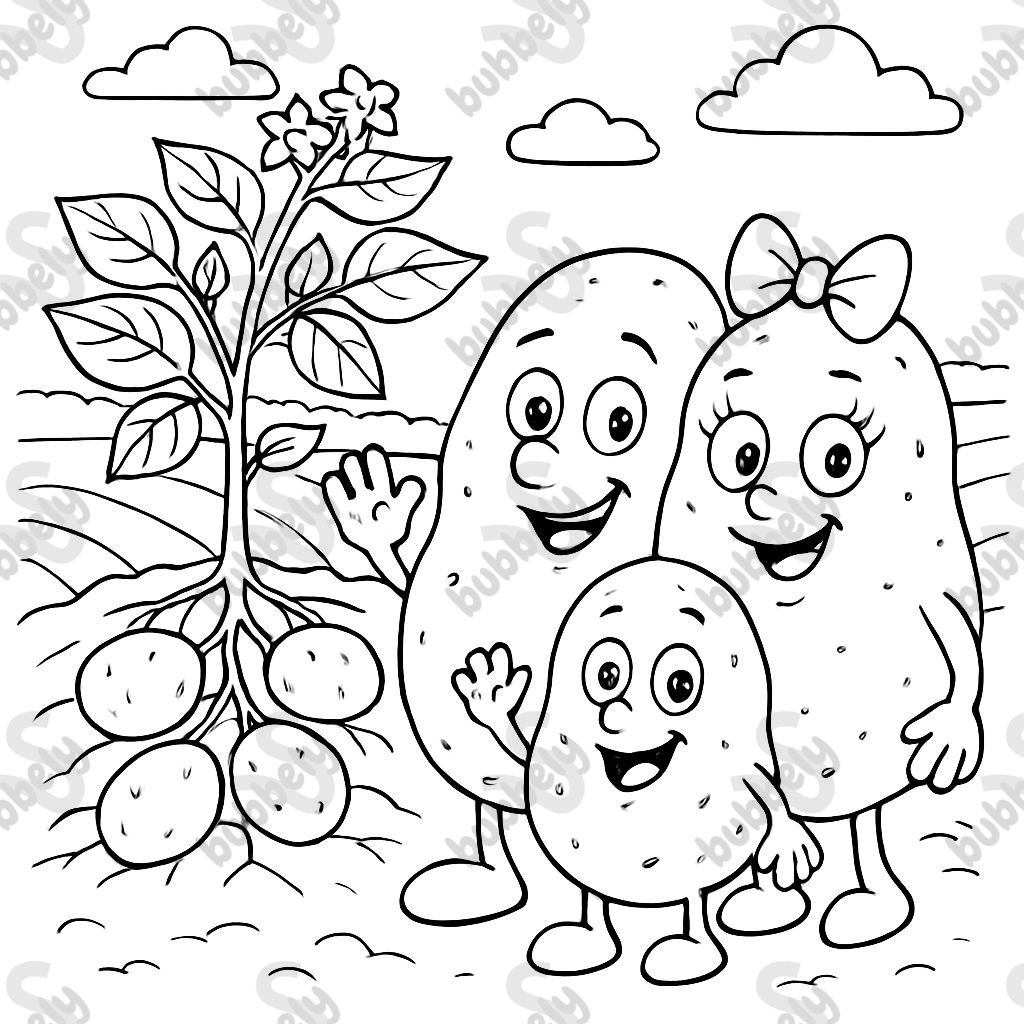 une famille de pommes de terre à côté d'une plante de pomme de terre dans le champ une famille de pommes de terre à côté d'une plante de pomme de terre dans le champ