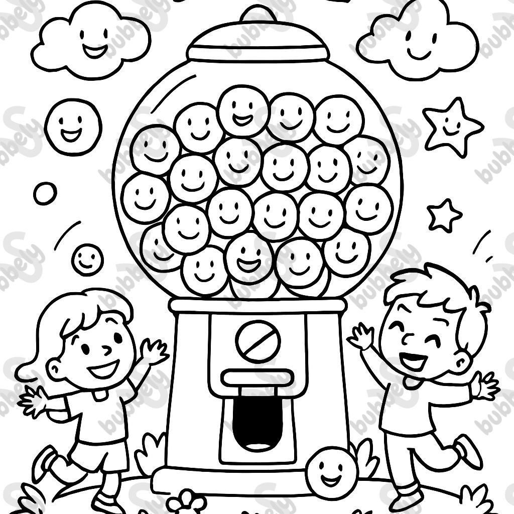 A gumball machine with 32 gumballs