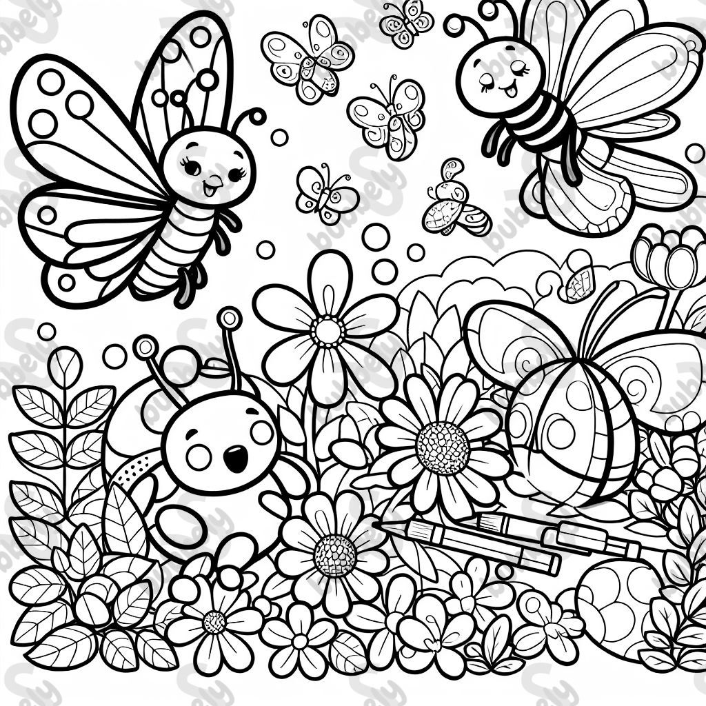 ladybugs, bees, and butterflies