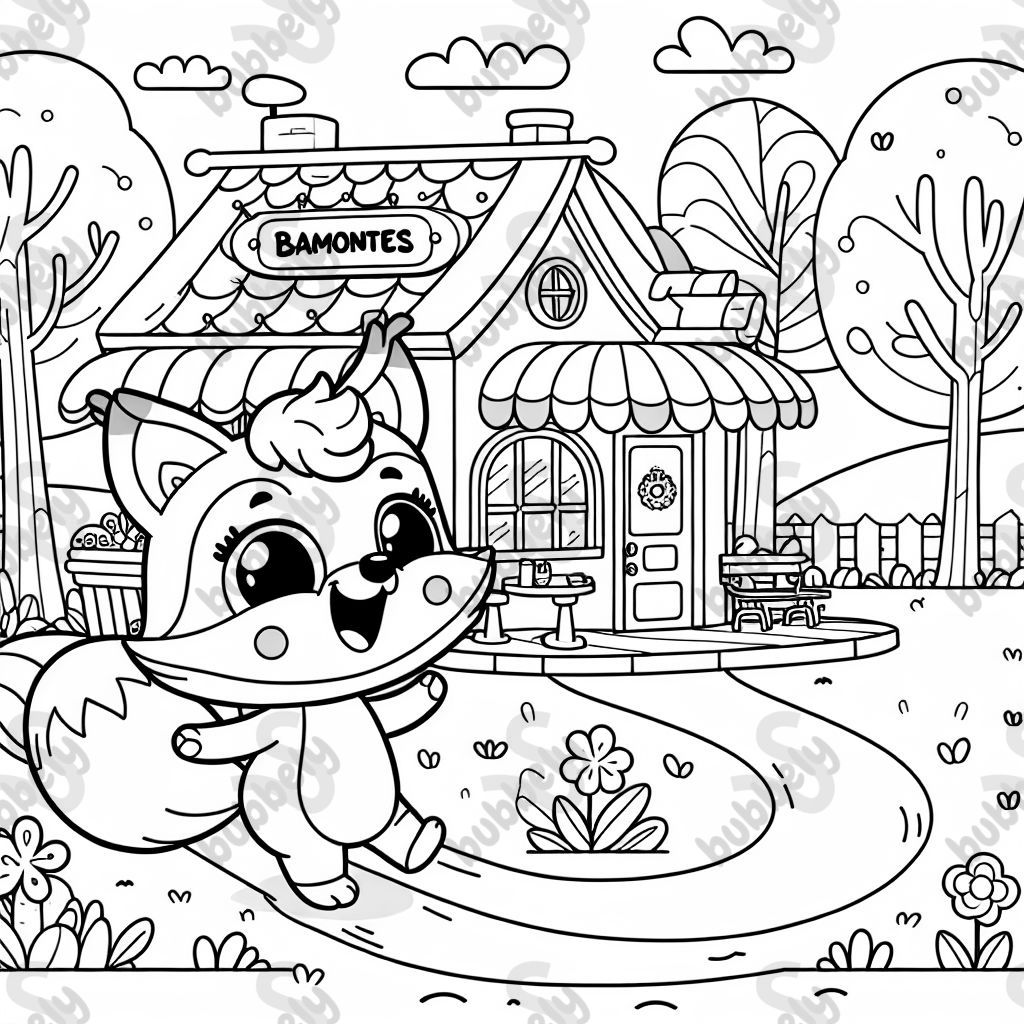 A little fox outside a restaurant called “bamontes”