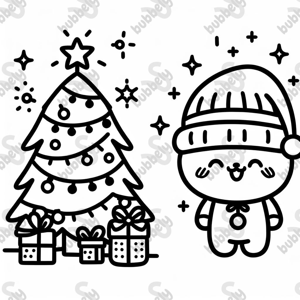 christmas tree with lights and gifts