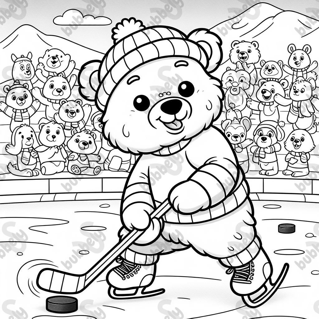 Einen Bär der Hockey spielt