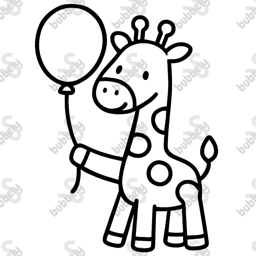 une girafe avec un ballon