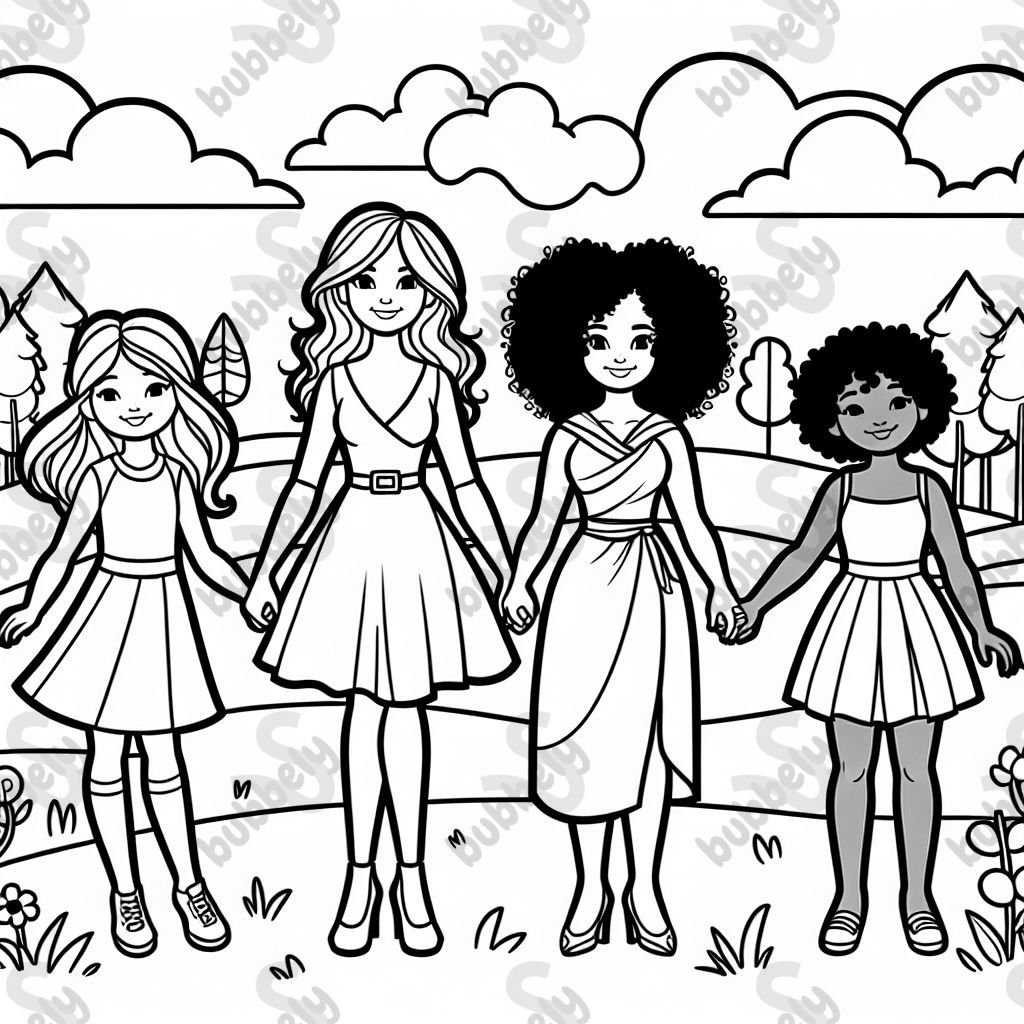 Silhouette noire quatre femmes Silhouette noire quatre femmes