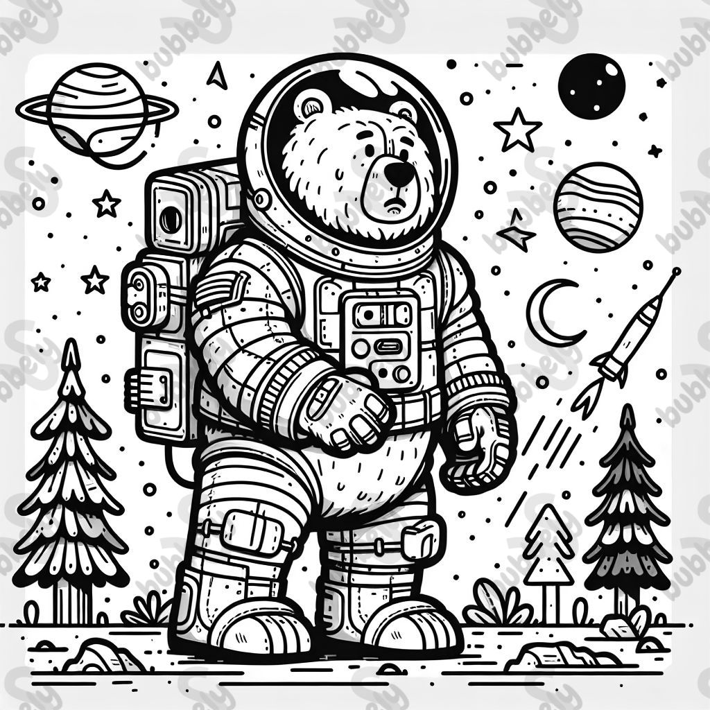 Grizzly bear in space armor