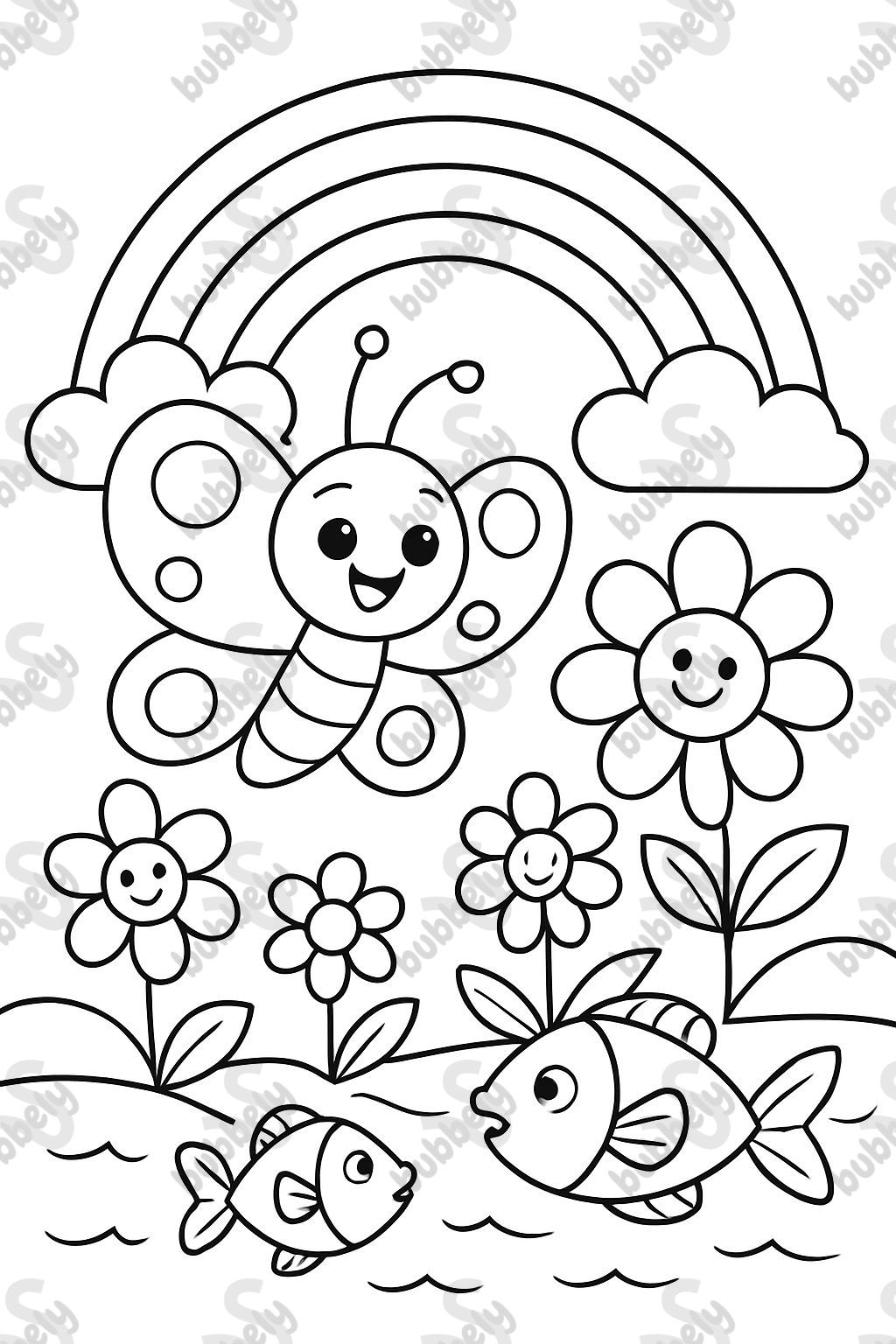 Schmetterling Regenbogen und Blumen und Fische Schmetterling Regenbogen und Blumen und Fische