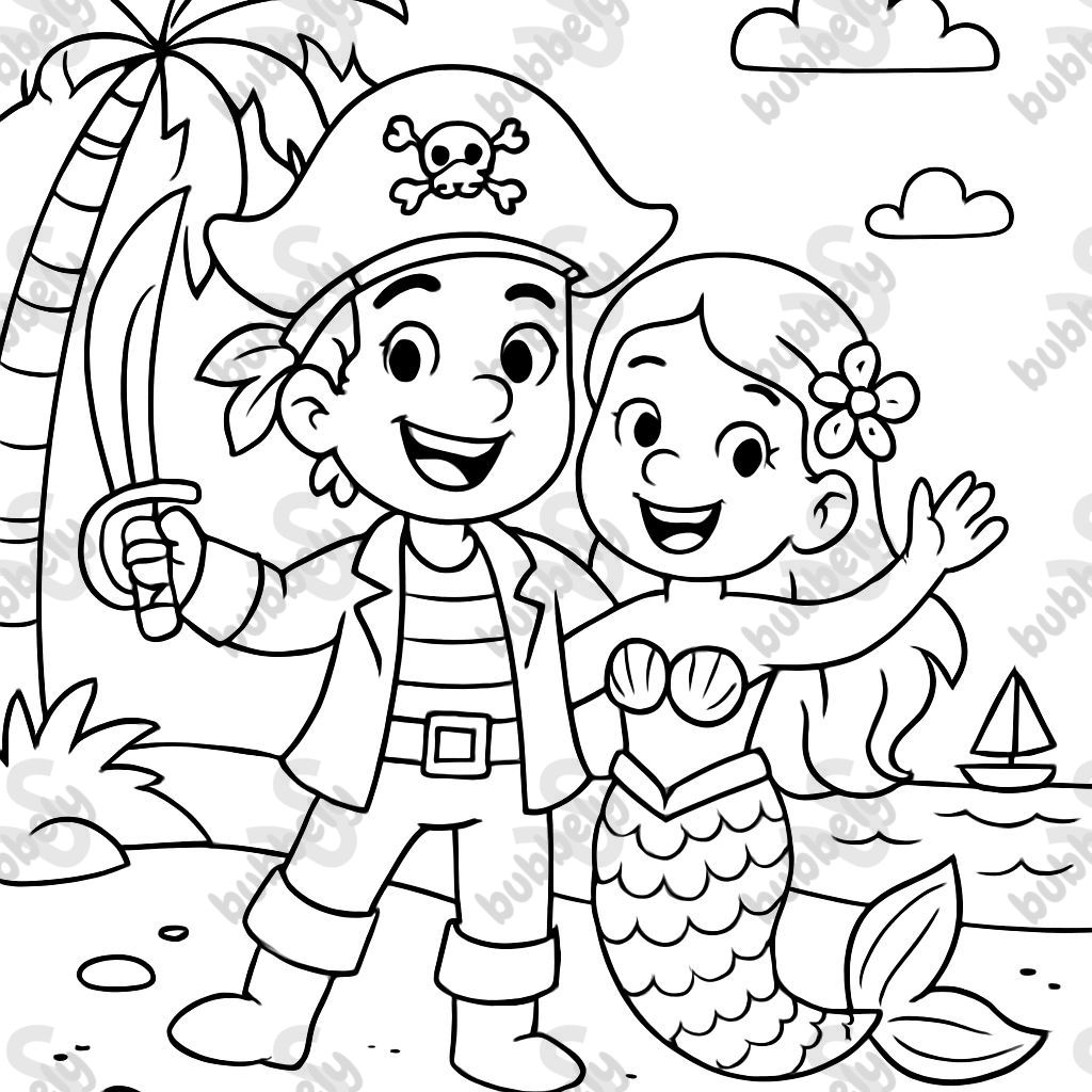 Pirate and mermaid couple