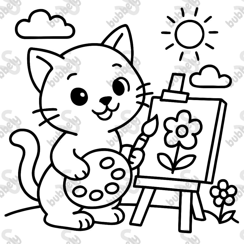 Chat qui peint des images Chat qui peint des images