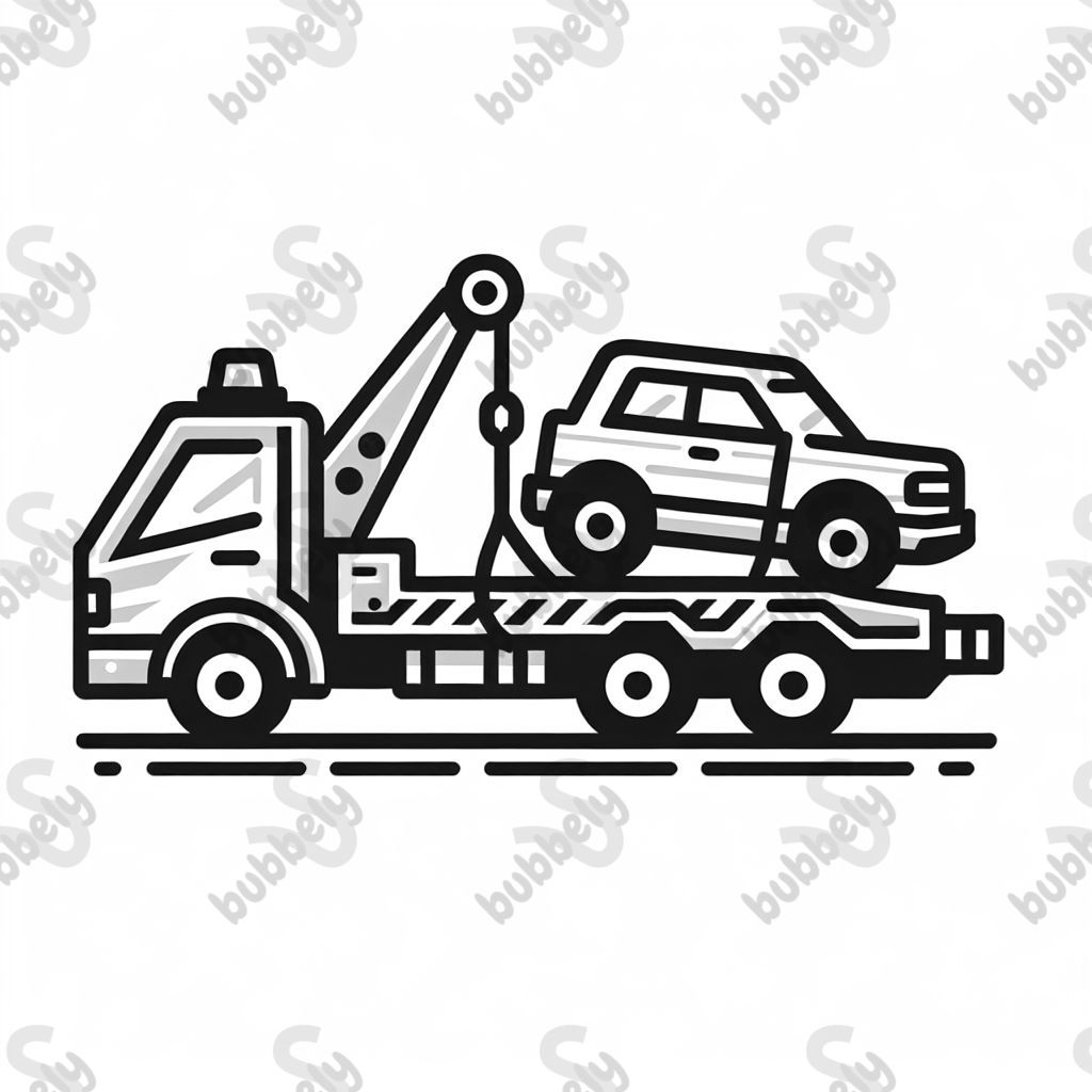 Un camion de remorquage avec une voiture chargée sur une corde. Parfait pour les enfants à colorier. Un camion de remorquage avec une voiture chargée sur une corde. Parfait pour les enfants à colorier.