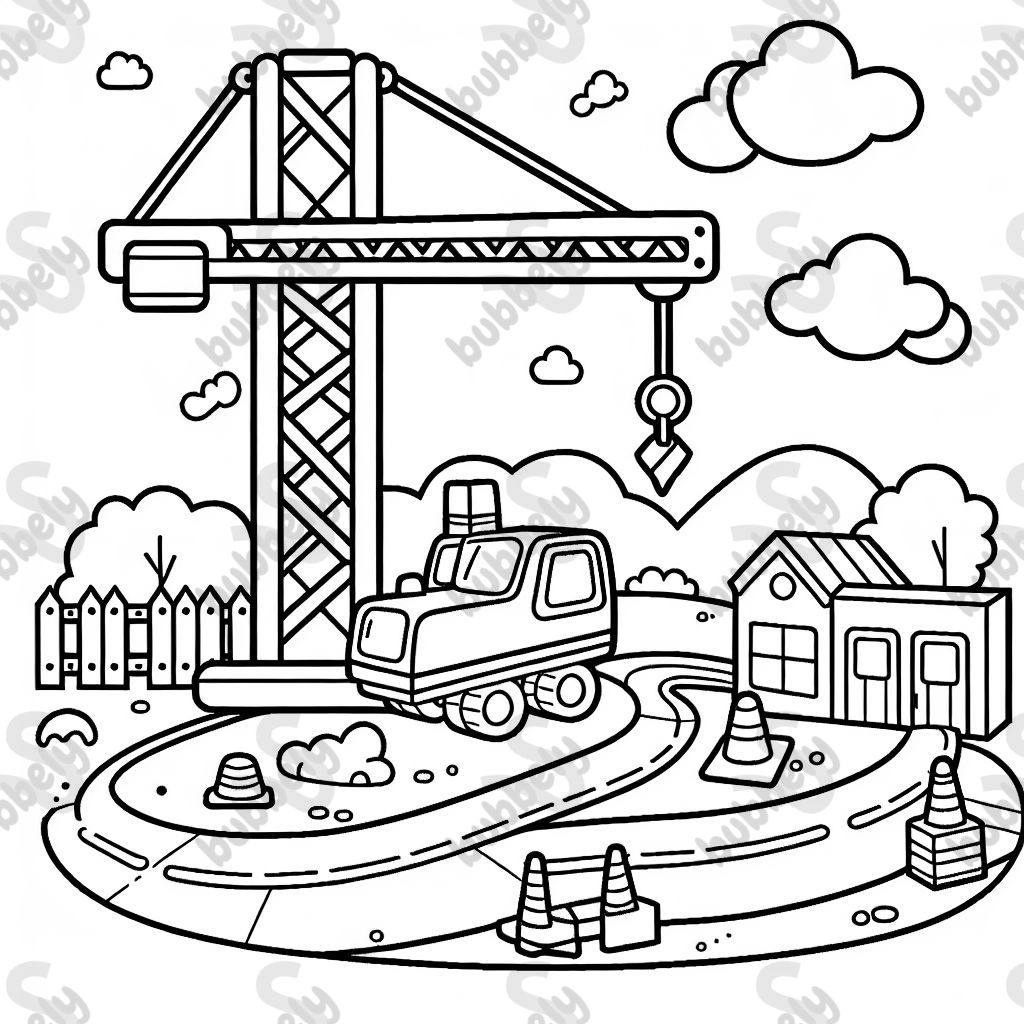 Grue avec chantier Grue avec chantier