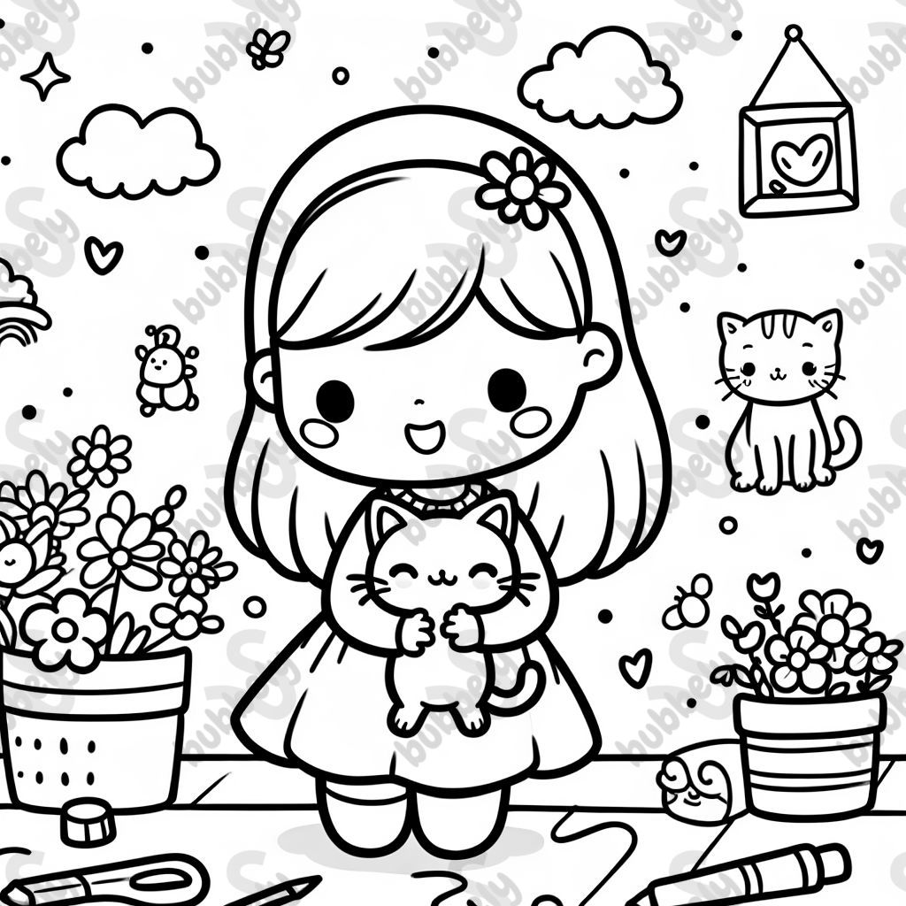 A girl holding a cat