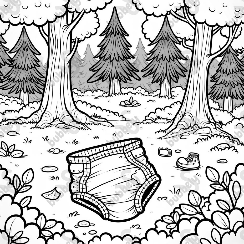 Eine schmutzige Windel im Wald