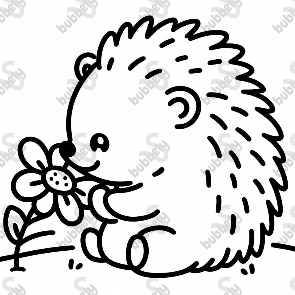 Ein Igel der eine Blume frisst