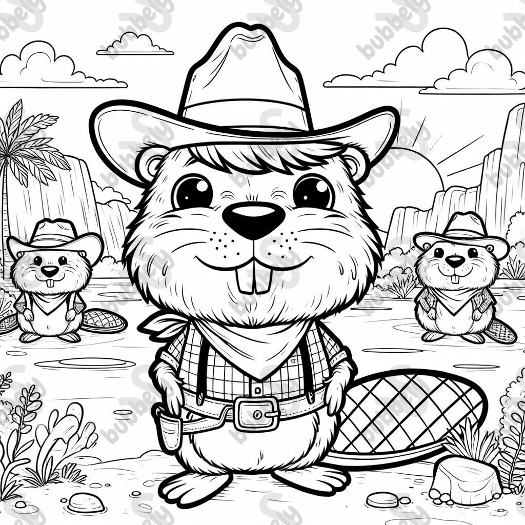 beavers dressed up as cowboys