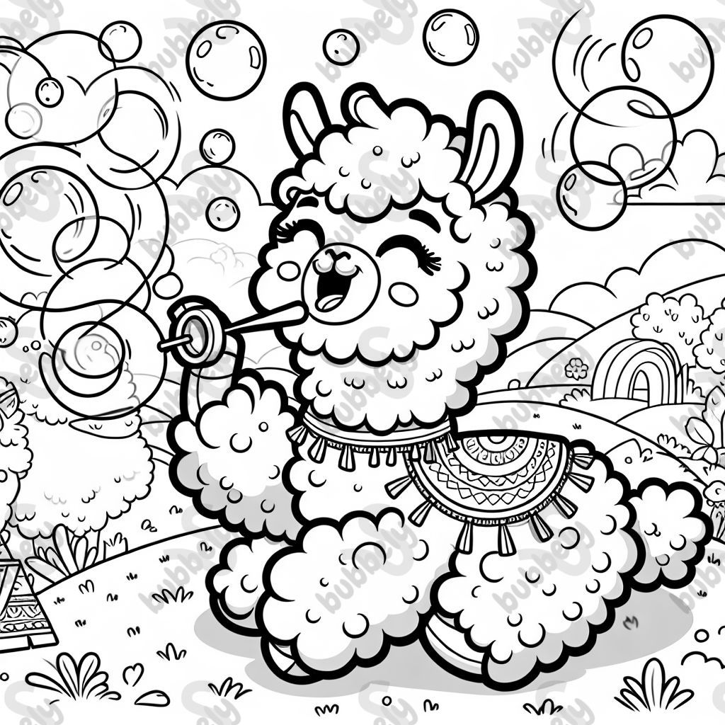 A llama making bubbles