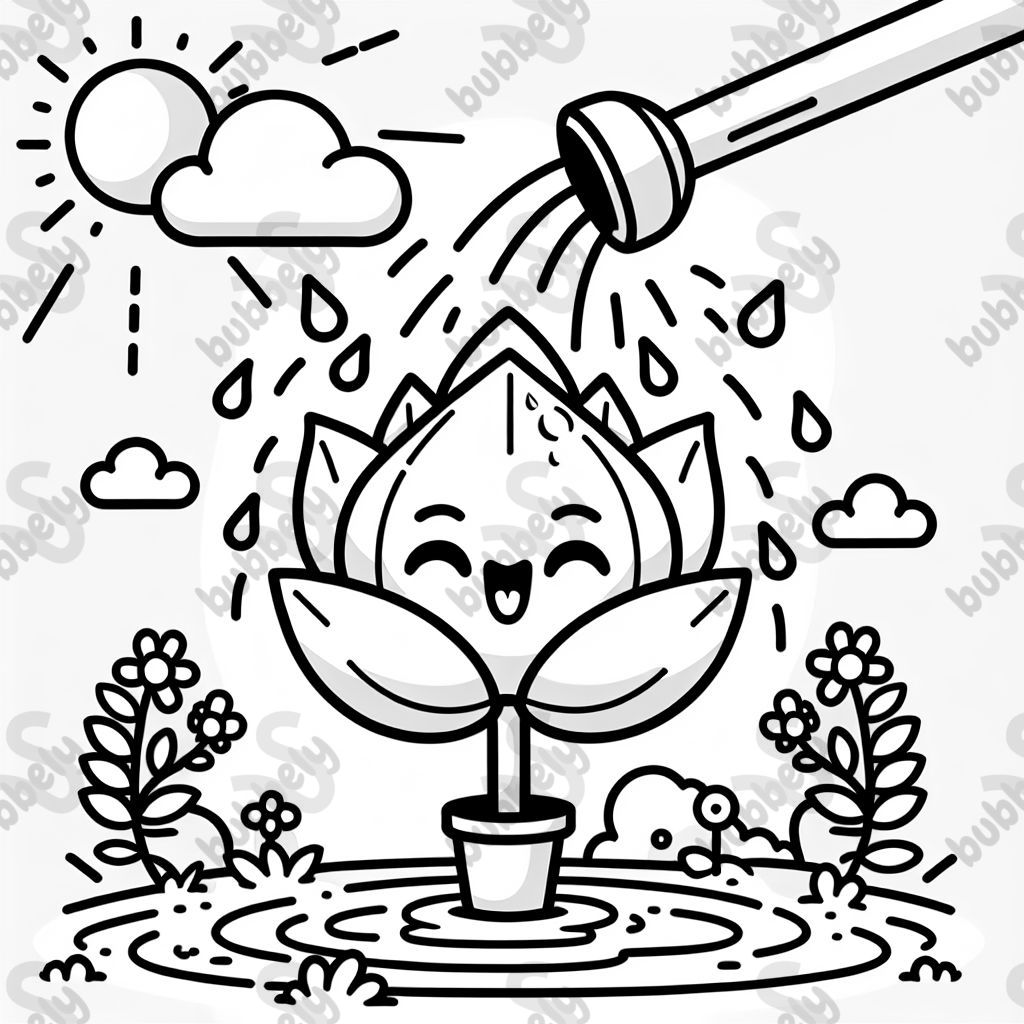 a happy plant getting rained on