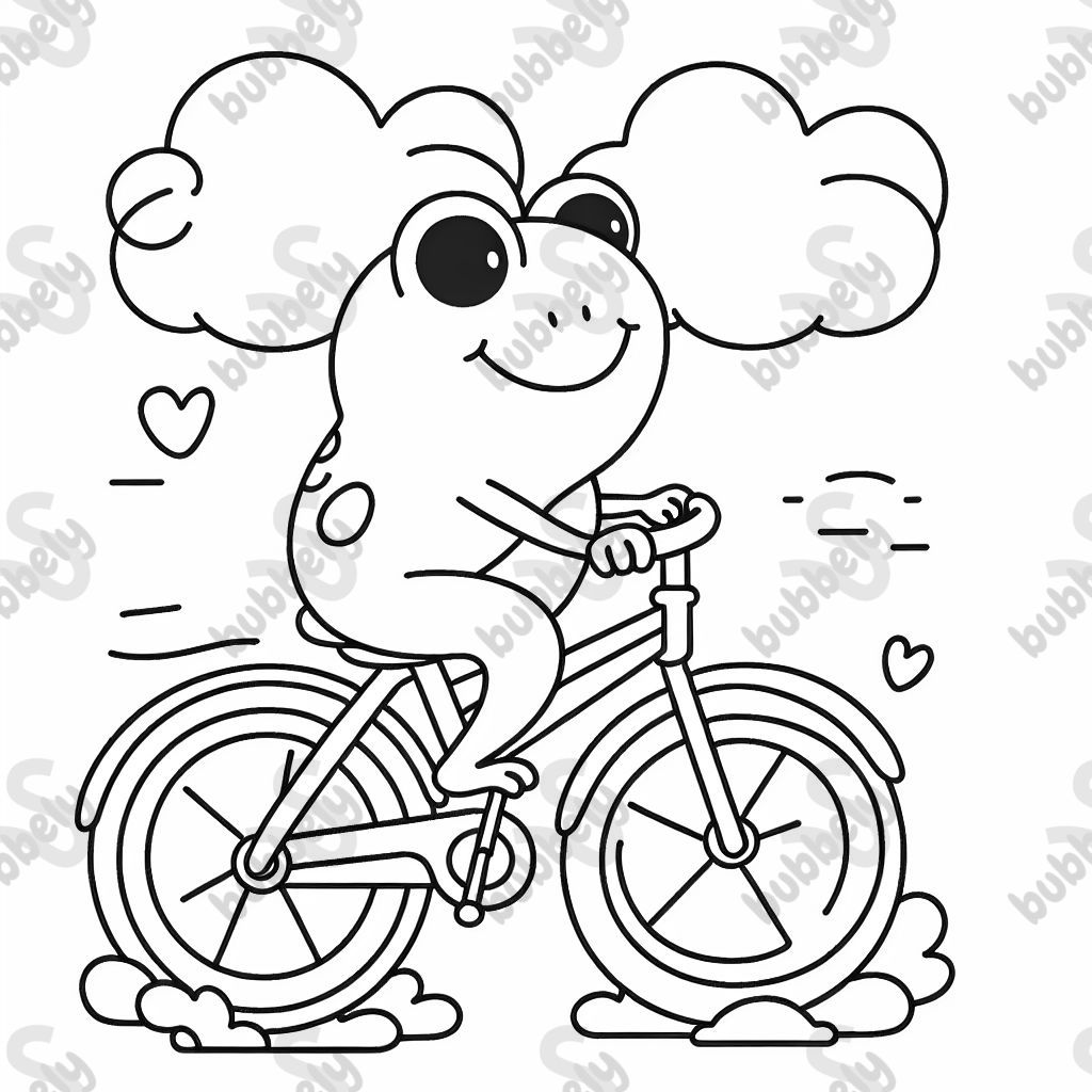 a frog riding a bicycle