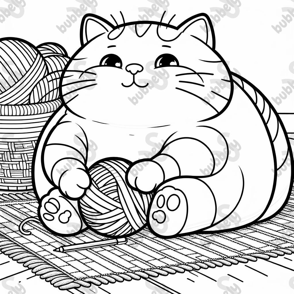 A fat cat sitting on a mat