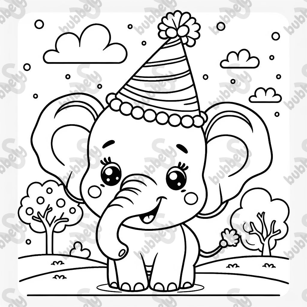elephant wearing party hat