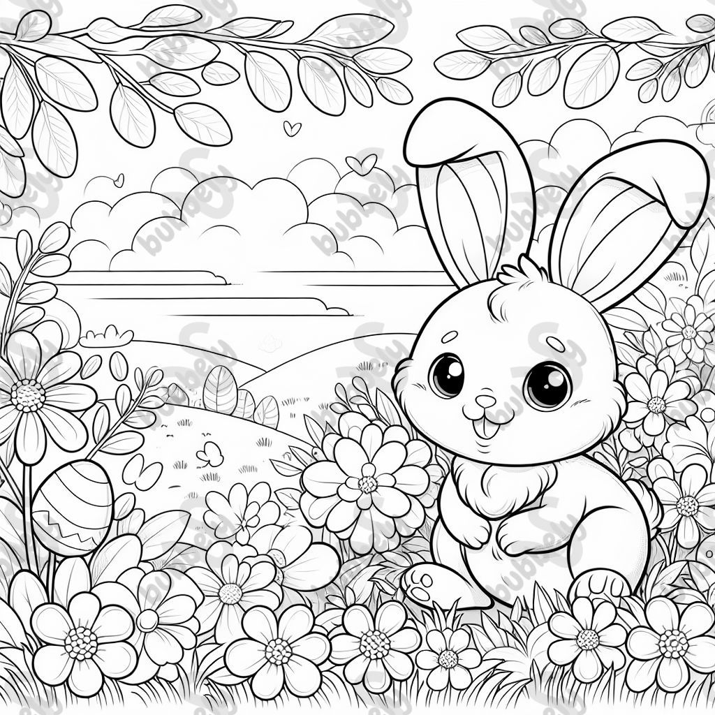 Easter bunny and flowers