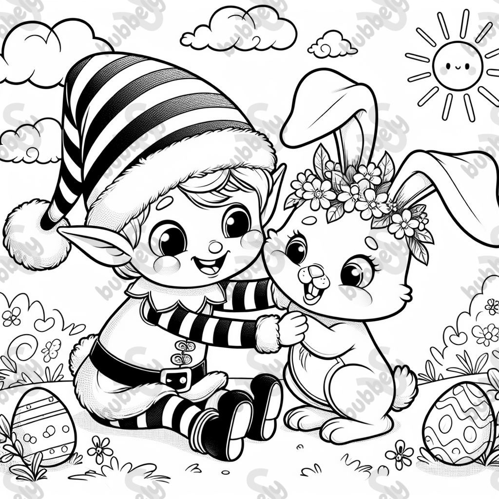 Den weihnachtself mit dem Osterhasen