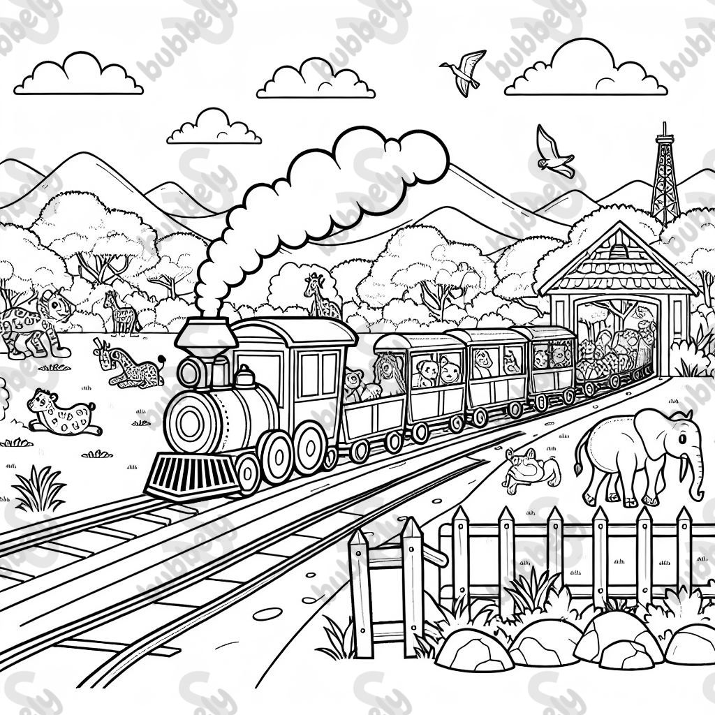 ein Zug der durch den Zoo fährt 