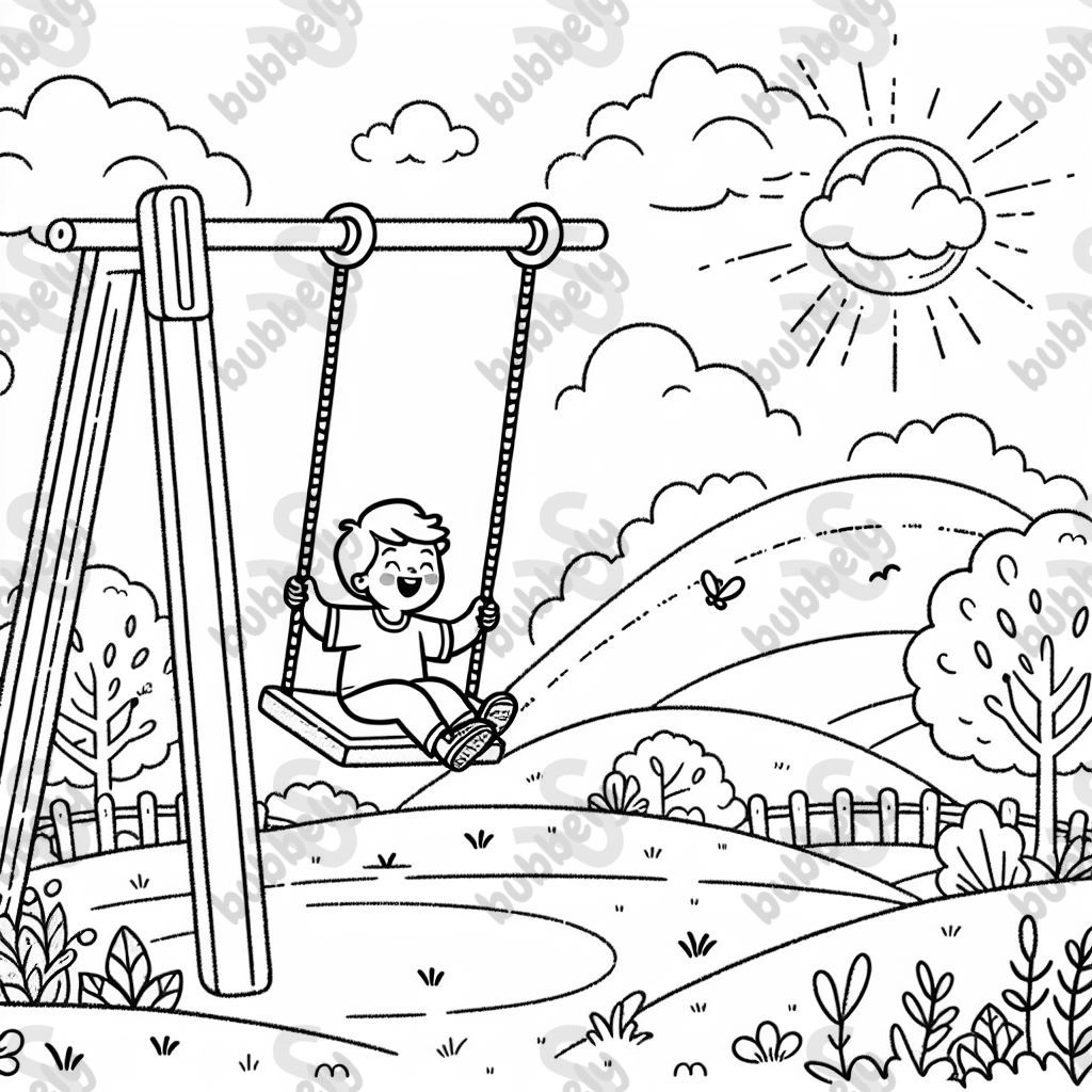 a child swining on a playground